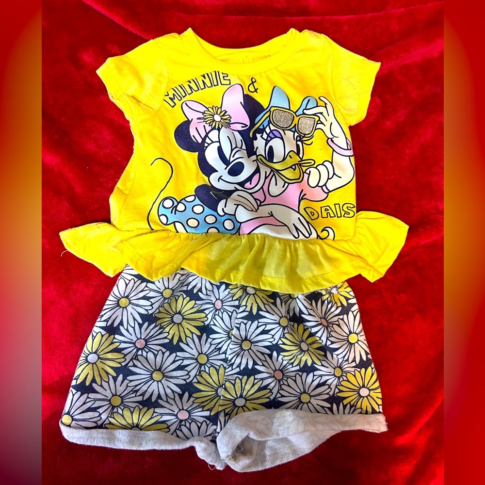 Disney Junior Minnie Mouse yellow summer top and shorts set